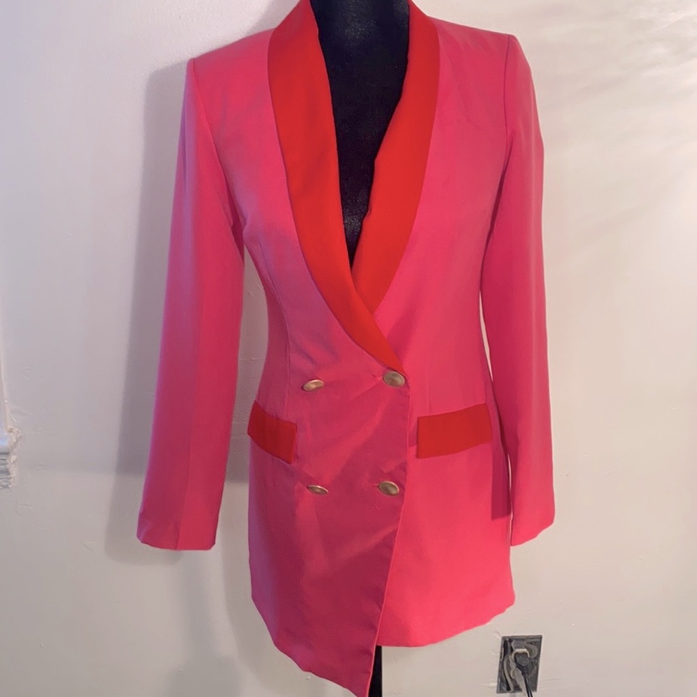 PrettyLittleThing Pink and Red Blazer Dress